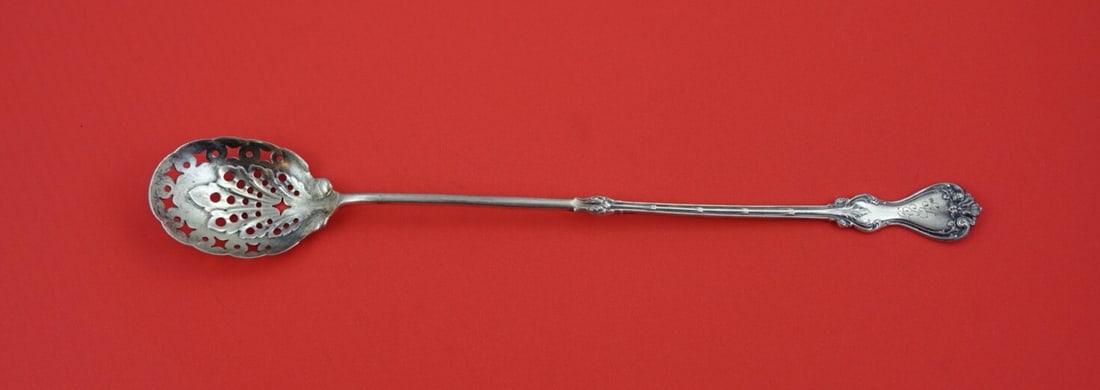 Whiting Duke of York Sterling Silver Olive Spoon 9 1/8 Inch: Whiting Duke of York Sterling Silver Olive Spoon 9 1/8 Inch This exquisite serving spoon, part of the Duke of York pattern by Whiting, is crafted from high-quality sterling silver. With a length of 9