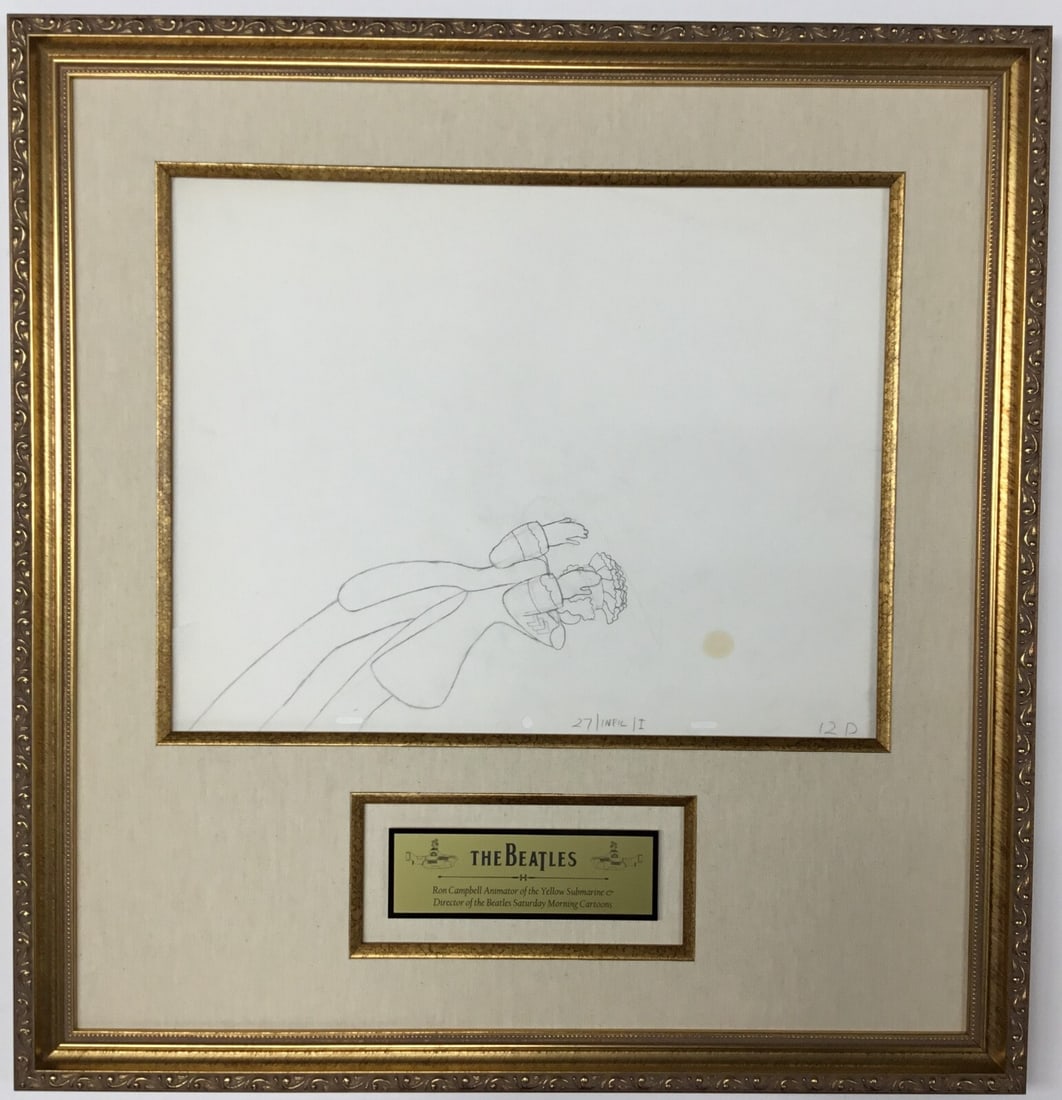 1968 Beatles Yellow Submarine Production Drawing SGT. Pepper by Ron Campbell Framed: 1968 Beatles Yellow Submarine Production Drawing SGT. Pepper by Ron Campbell Framed This original 1968 production drawing from the Beatles' iconic film "Yellow Submarine" features the beloved characte