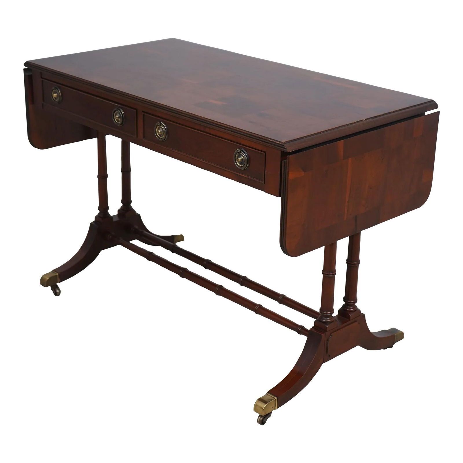 Hekman Yew Wood English Drop Leaf Sofa Table with Dovetailed Drawer: Hekman Yew Wood English Drop Leaf Sofa Table with Dovetailed Drawer This exquisite Hekman Yew Wood Drop Leaf Sofa Table blends functionality with classic English style. Crafted with quality constructi