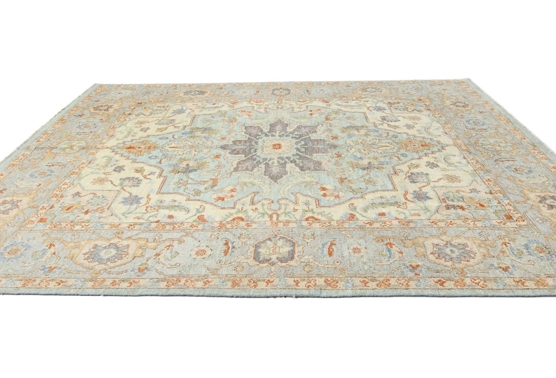 Floral Vintage Hand-Knotted Wool Oriental Rug 8'3 x 9'10 Pakistan: Floral Vintage Hand-Knotted Wool Oriental Rug 8'3 x 9'10 Pakistan Enhance your living space with this stunning 8'3" x 9'10" floral OshPeshawar handspun wool oriental rug. Crafted in Pakistan, this vin