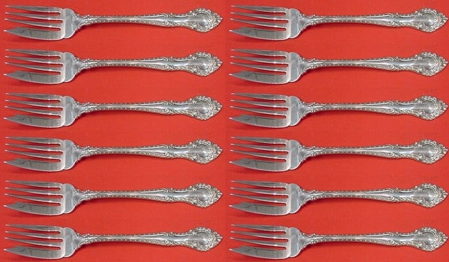 Gorham English Gadroon Sterling Silver Salad Fork Set 12 Pieces: Gorham English Gadroon Sterling Silver Salad Fork Set 12 Pieces This exquisite 12-piece salad fork set from Gorham features the classic English Gadroon pattern, showcasing timeless elegance and crafts