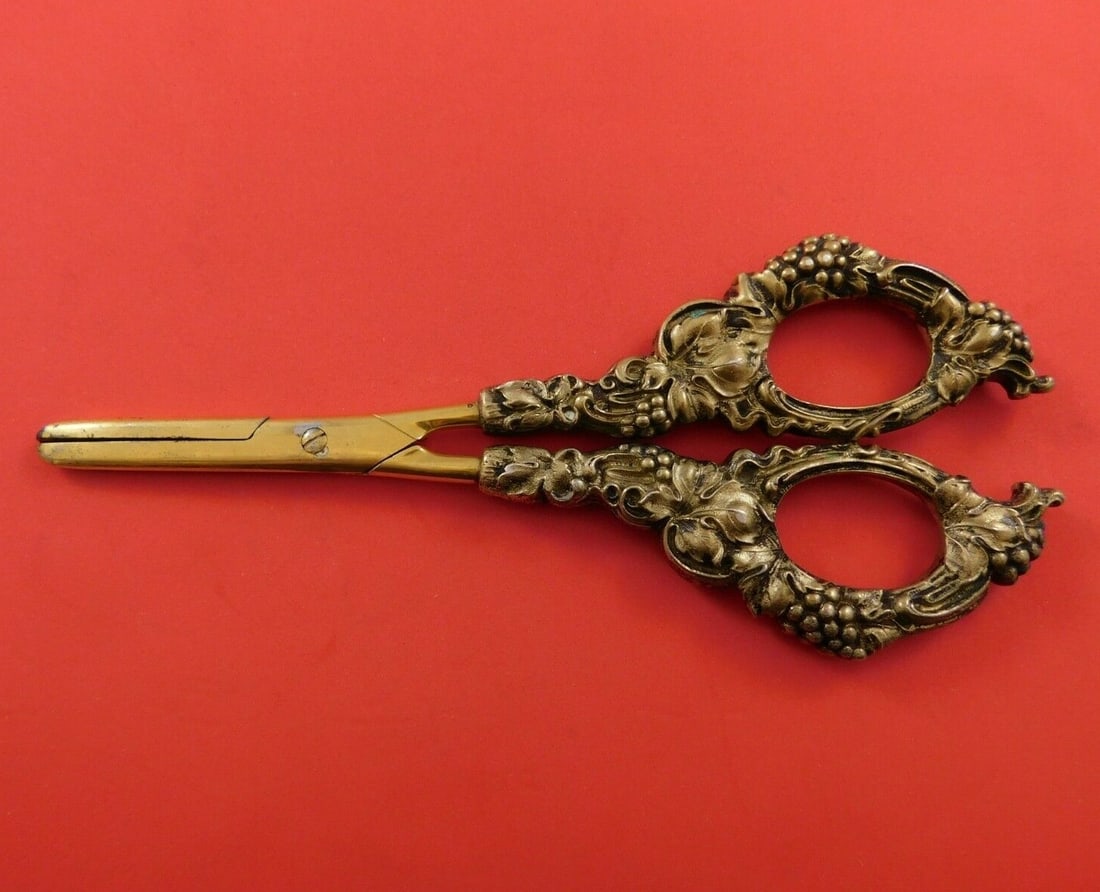 Vermeil Sterling Silver Grape Shears Solid Cast Handle 7.5 Inches (1 of 2)