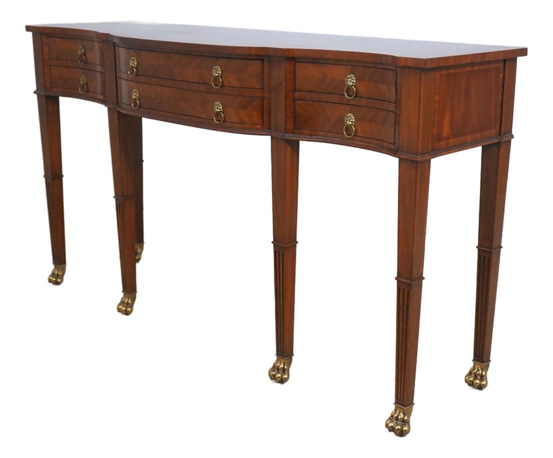 Maitland Smith Regency Mahogany Console Table with Lion Head Hardware (1 of 10)