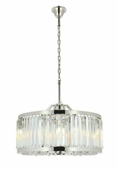 Chelsea 8-Light Crystal Chandelier Polished Nickel 28-Inch Modern Fixture: Chelsea 8-Light Crystal Chandelier Polished Nickel 28-Inch Modern Fixture Illuminate your space with this stunning 8-light crystal chandelier, featuring a polished nickel finish that adds a modern tou