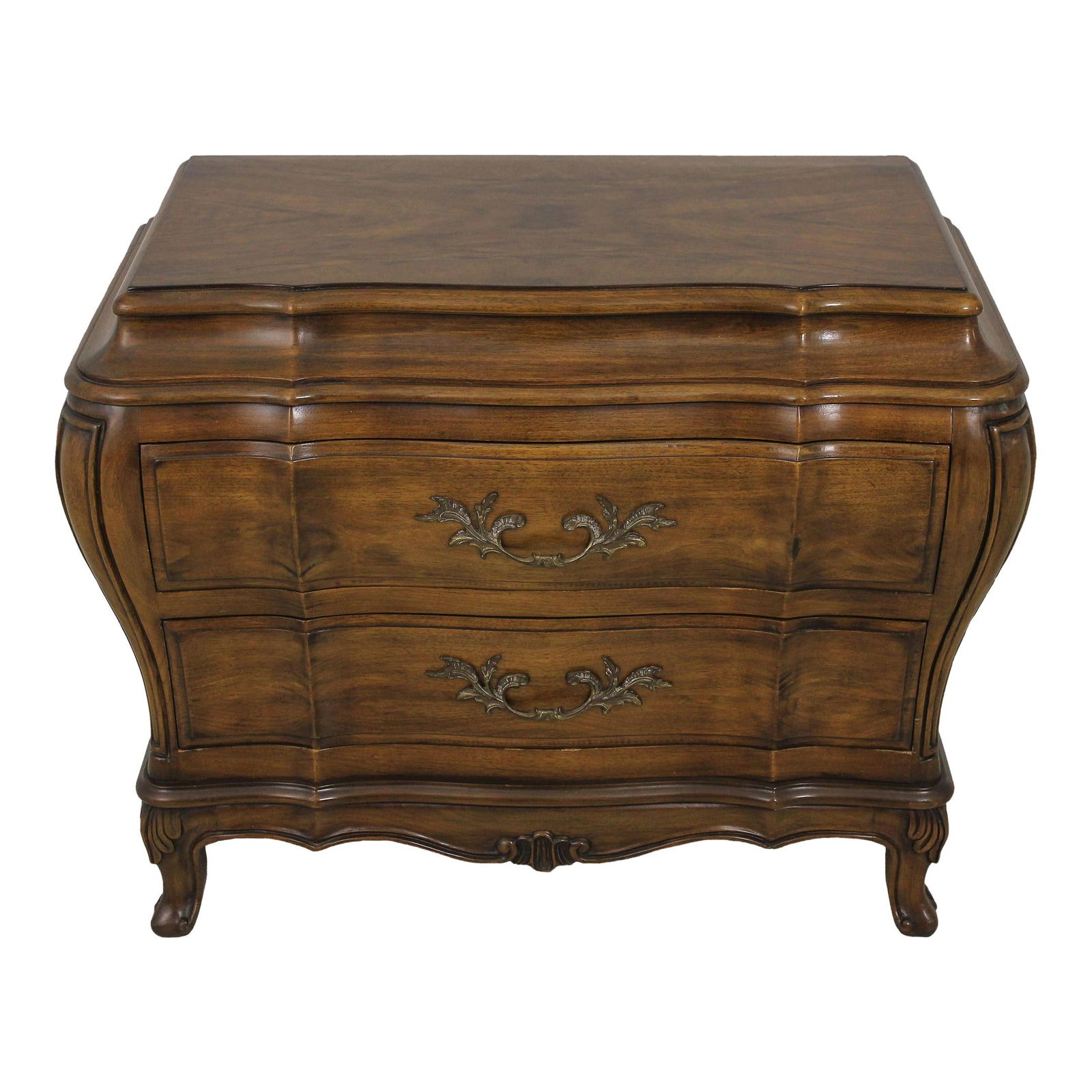 Karges French Walnut Nightstand Chest with Bombe Curves (1 of 10)