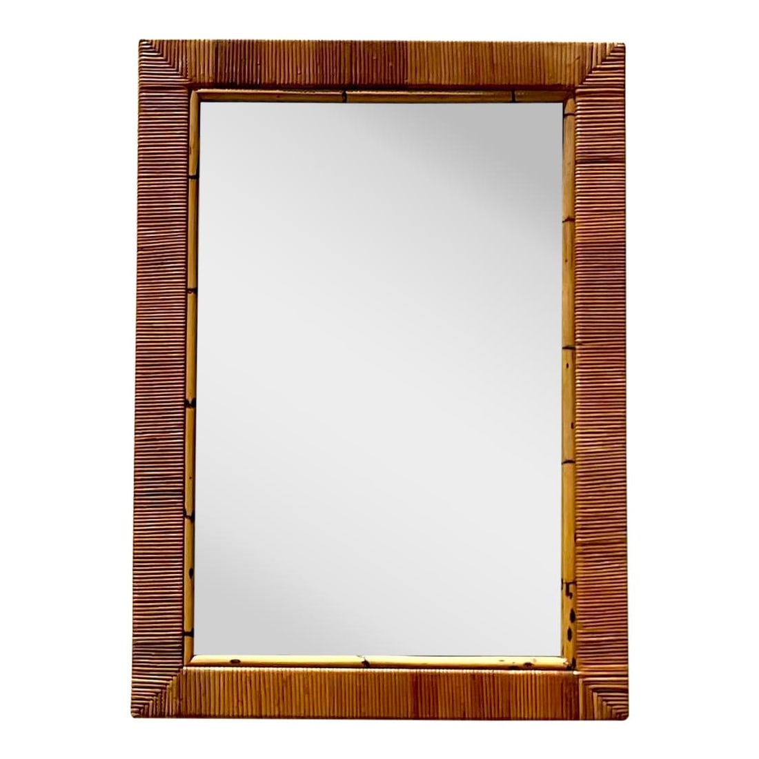 Vintage Coastal Wrapped Rattan Mirror Chocolate 30.5 x 42.5 (1 of 6)