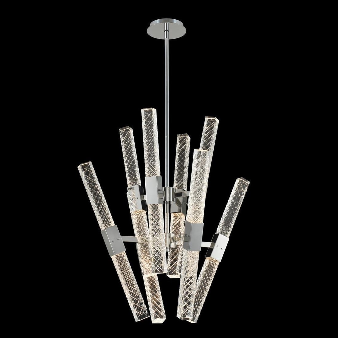 Kalco Apollo Modern Chrome Crystal LED Chandelier 16-Light Dimmable: Kalco Apollo Modern Chrome Crystal LED Chandelier 16-Light Dimmable Illuminate your space with this stunning Modern Chrome and Crystal LED Chandelier, featuring a contemporary design that combines ele