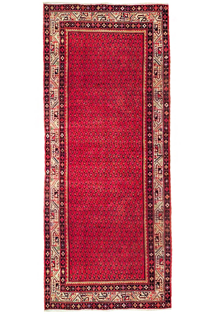 4'10" x 10'6" Darkish Pink Persian Mir Sarouk Runner Handmade Wool: 4'10" x 10'6" Darkish Pink Persian Mir Sarouk Runner Handmade Wool Free continental US Shipping Elevate your home decor with this exquisite Darkish Pink Persian Mir Sarouk Runner, meticulously handcra