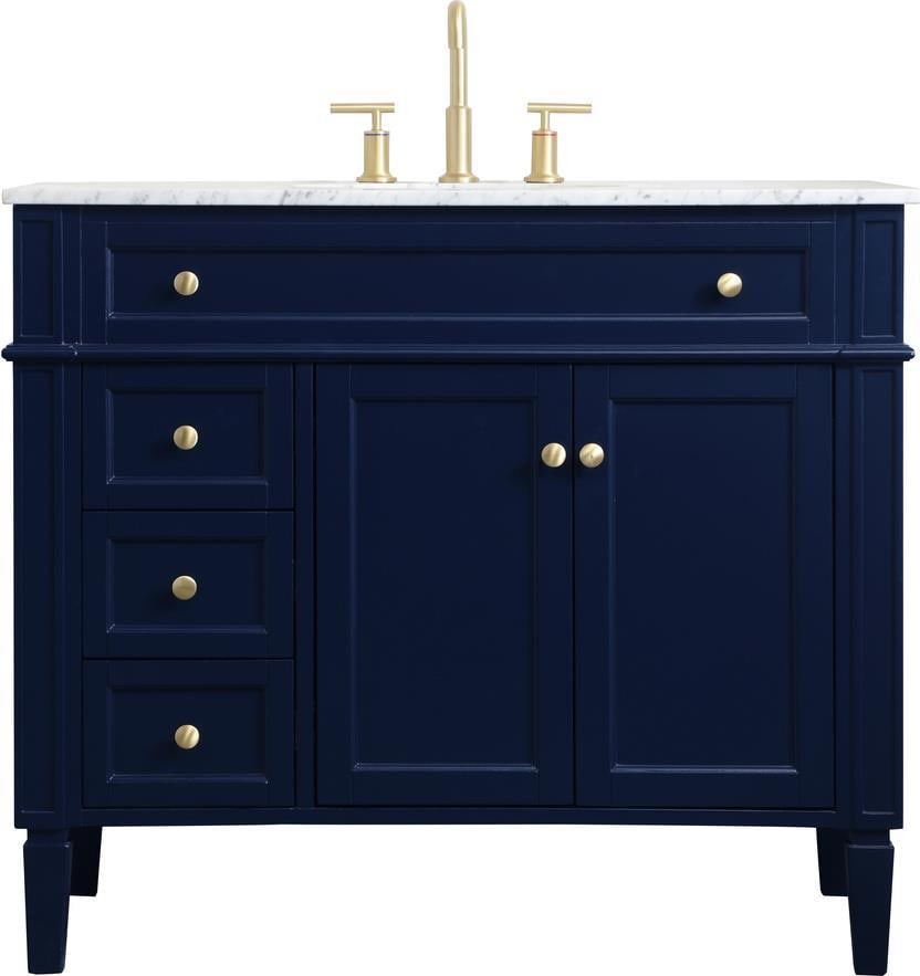 Elegant Lighting Blue Brushed Gold Bathroom Vanity 35H 40W 21.50D: Elegant Lighting Blue Brushed Gold Bathroom Vanity 35H 40W 21.50D Transform your bathroom with this Elegant Blue Vanity, designed for modern aesthetics. This contemporary-style vanity features a stunn