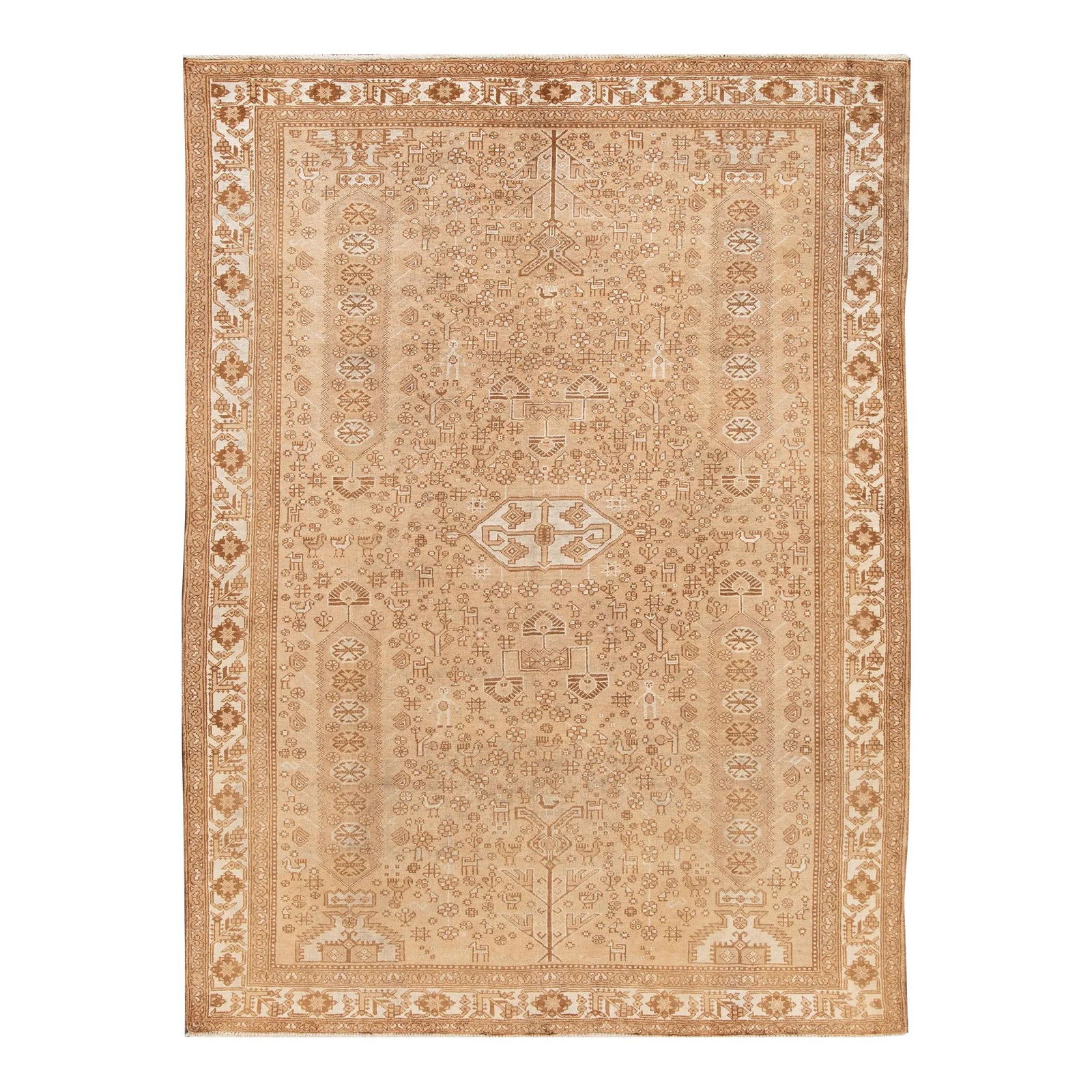 Vintage Persian Hamadan Handmade Wool Rug 8'1 x 11 Allover Beige Tan Design: Vintage Persian Hamadan Handmade Wool Rug 8'1 x 11 Allover Beige Tan Design This exquisite vintage Persian Hamadan rug features a stunning hand-knotted wool construction, showcasing an allover design