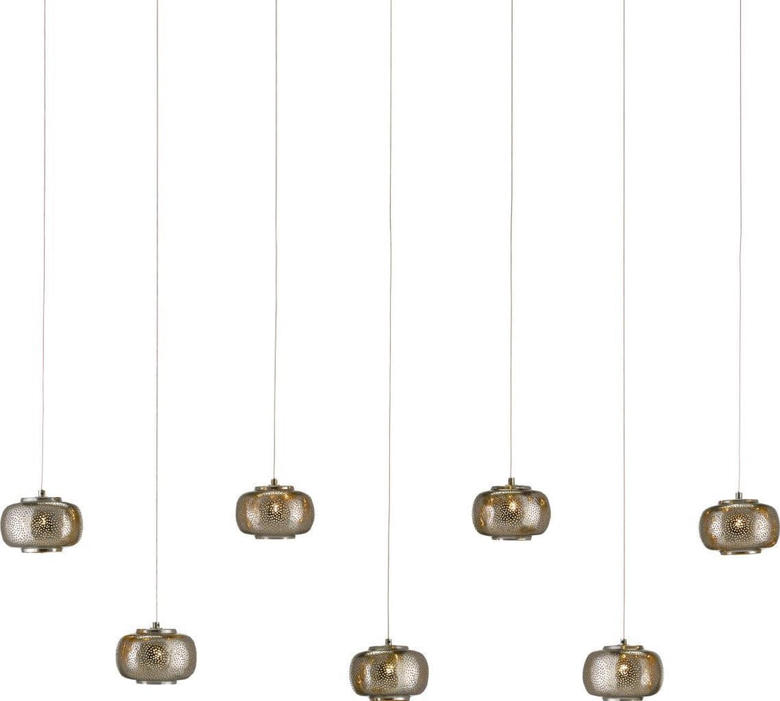 Currey & Co Pepper Multi-Drop Pendant Industrial Lighting 7-Light: Currey & Co Pepper Multi-Drop Pendant Industrial Lighting 7-Light Illuminate your space with the Currey & Co Modern Industrial Pepper Pendant, a stylish lighting fixture that exudes contemporary charm