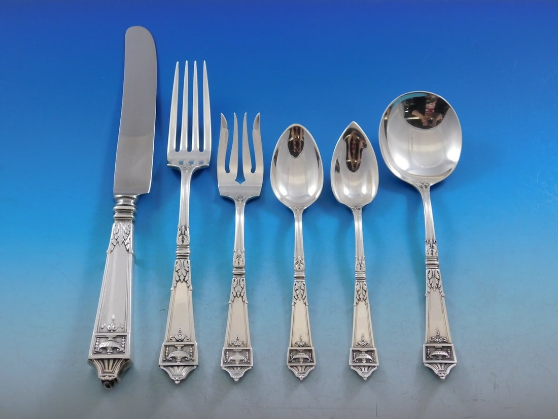 Gorham Lansdowne Sterling Silver Flatware Set for 12 72 Pieces: Gorham Lansdowne Sterling Silver Flatware Set for 12 72 Pieces Enhance your dining experience with this exquisite Lansdowne by Gorham Sterling Silver Flatware Set, designed for 12 people and comprisin