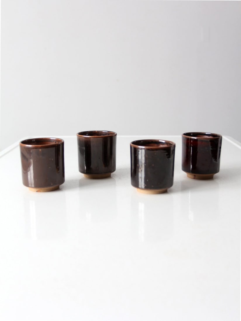 Vintage Studio Pottery Set of 4 Hand-Crafted Cups (1 of 9)