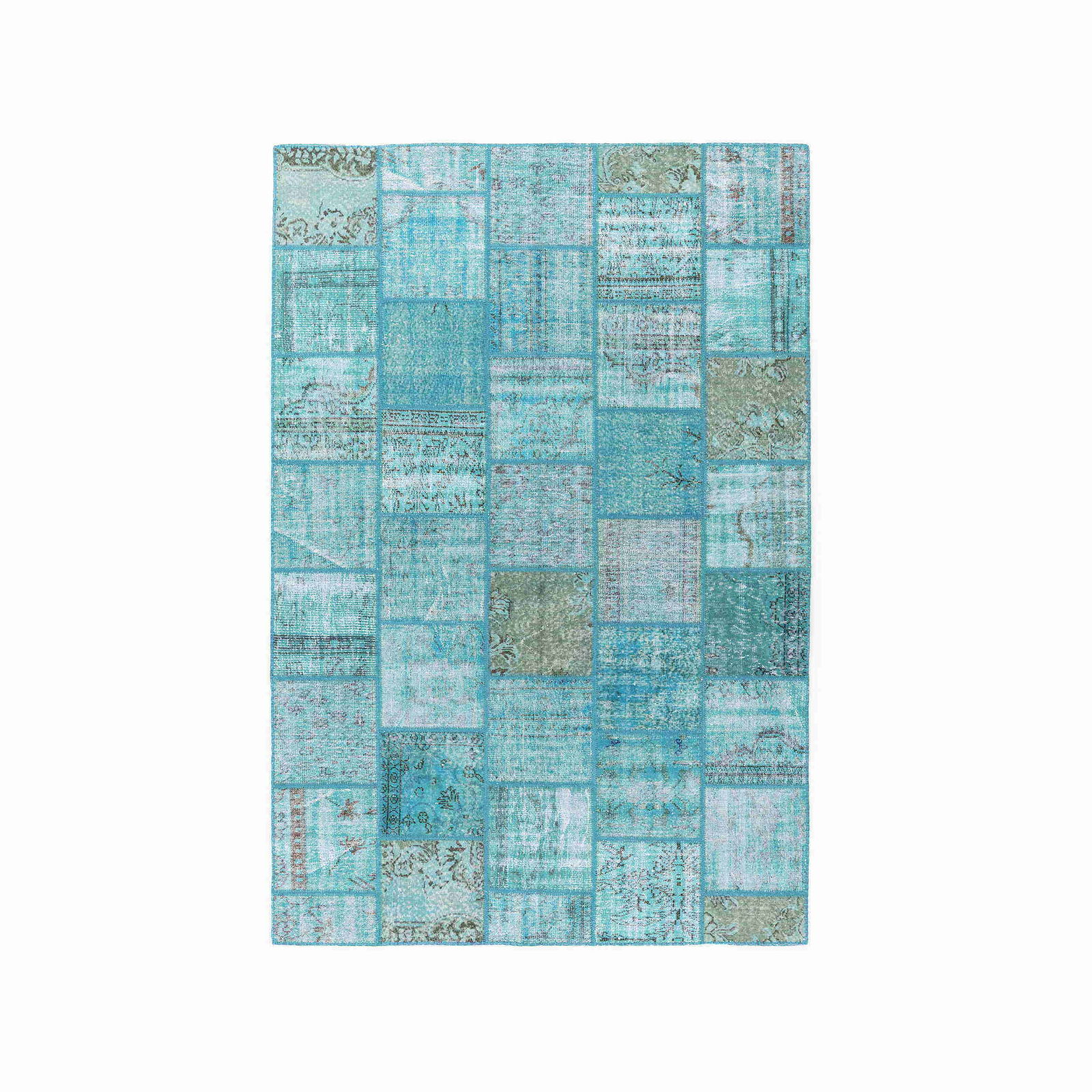 Authentic Handmade Patchwork Wool Carpet 78.7 x 118.1: Authentic Handmade Patchwork Wool Carpet 78.7 x 118.1 This authentic handmade patchwork carpet features a stunning design crafted from wool on wool. It showcases the intricate artistry of double knot