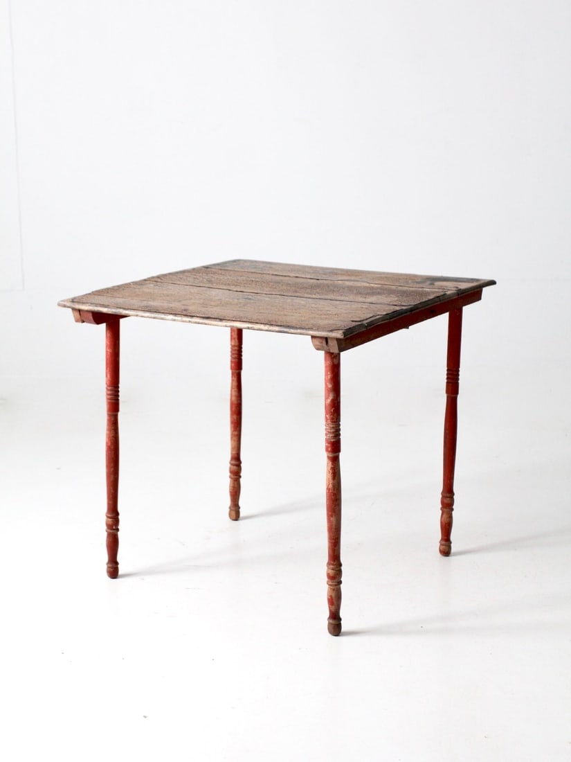 Vintage Antique Wooden Folding Table with Rich Patina and Turned Legs (1 of 12)