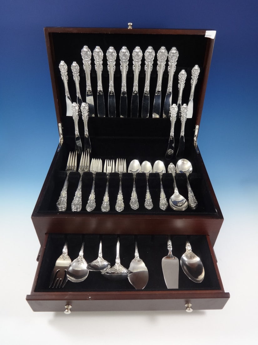 Wallace Sir Christopher Sterling Silver Flatware Set 55 Pieces for 8: Wallace Sir Christopher Sterling Silver Flatware Set 55 Pieces for 8 Elevate your dining experience with the Sir Christopher Sterling Silver Flatware Set by Wallace, a stunning collection that brings
