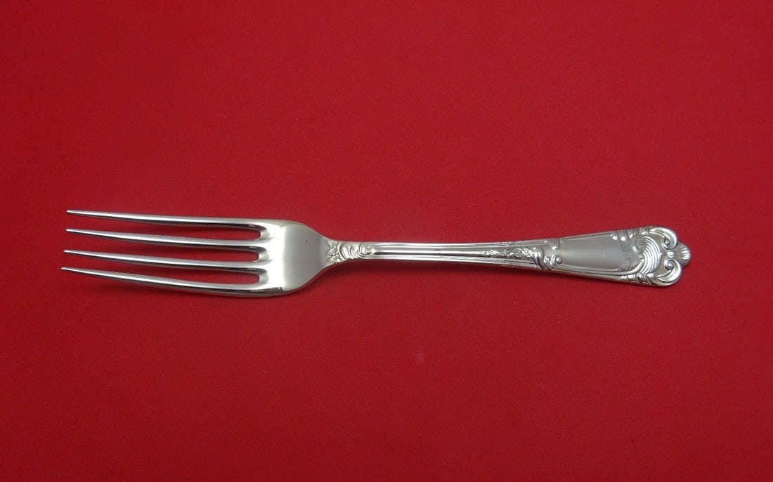 Carrs La Regence Sterling Silver Dinner Fork 7 3/4" Flatware: Carrs La Regence Sterling Silver Dinner Fork 7 3/4" Flatware This exquisite dinner fork is part of the La Regence pattern by Carrs, crafted from high-quality sterling silver. Measuring 7 3/4 inches, t