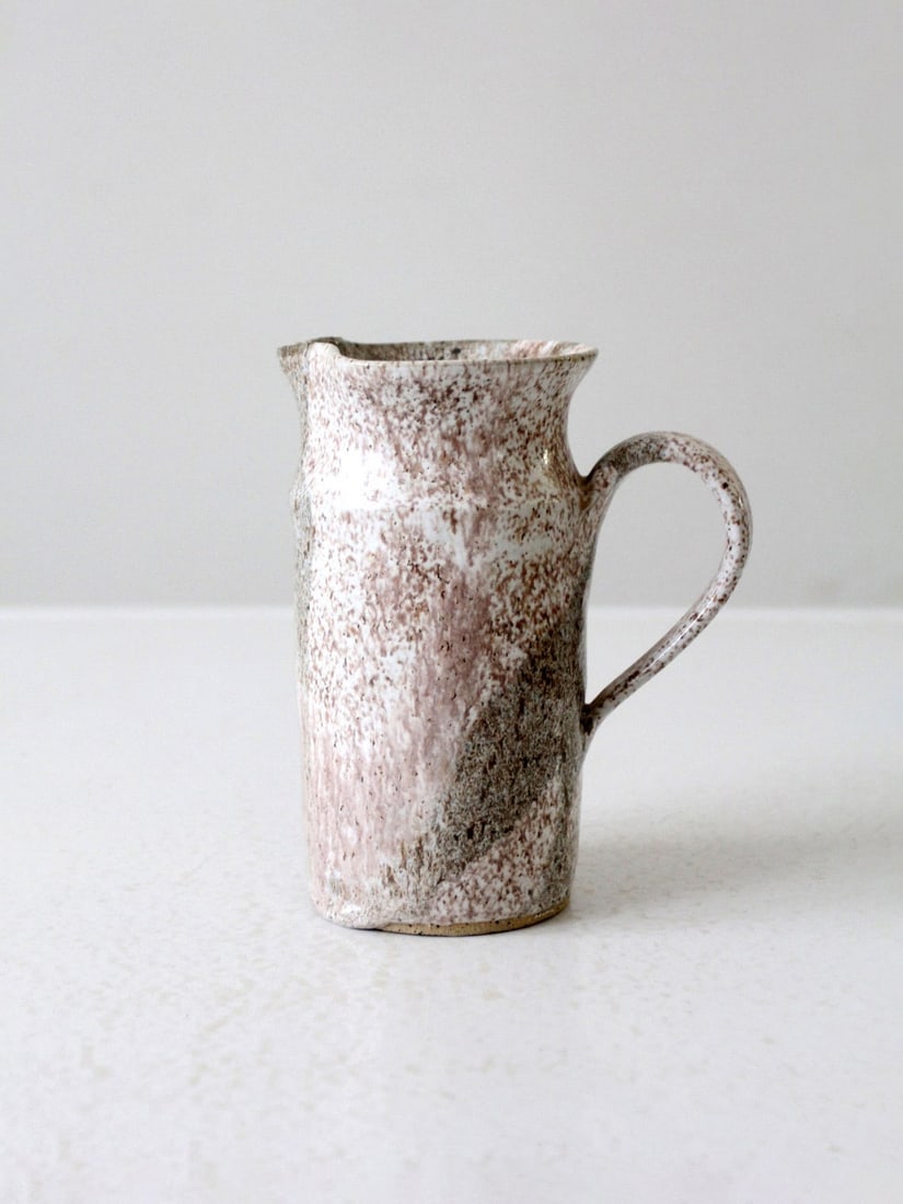 Handmade Studio Pottery Pitcher Dusky Mauve Signed Vintage 7in: Handmade Studio Pottery Pitcher Dusky Mauve Signed Vintage 7in Elevate your decor with this vintage handmade studio pottery pitcher, beautifully crafted to showcase organic beauty. The rustic design i