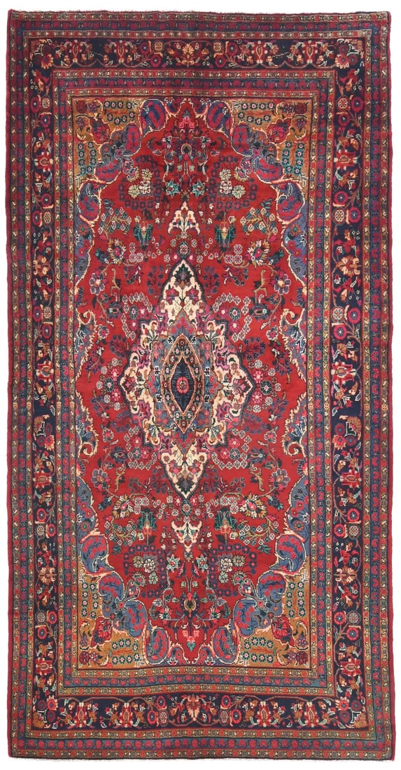 Hand-Knotted Wool Floral Oriental Area Rug 6'8 x 12'6 Vintage Traditional Carpet: Hand-Knotted Wool Floral Oriental Area Rug 6'8 x 12'6 Vintage Traditional Carpet Enhance your living space with this stunning Vintage Red Floral Oriental Rug, expertly hand-knotted from high-quality w