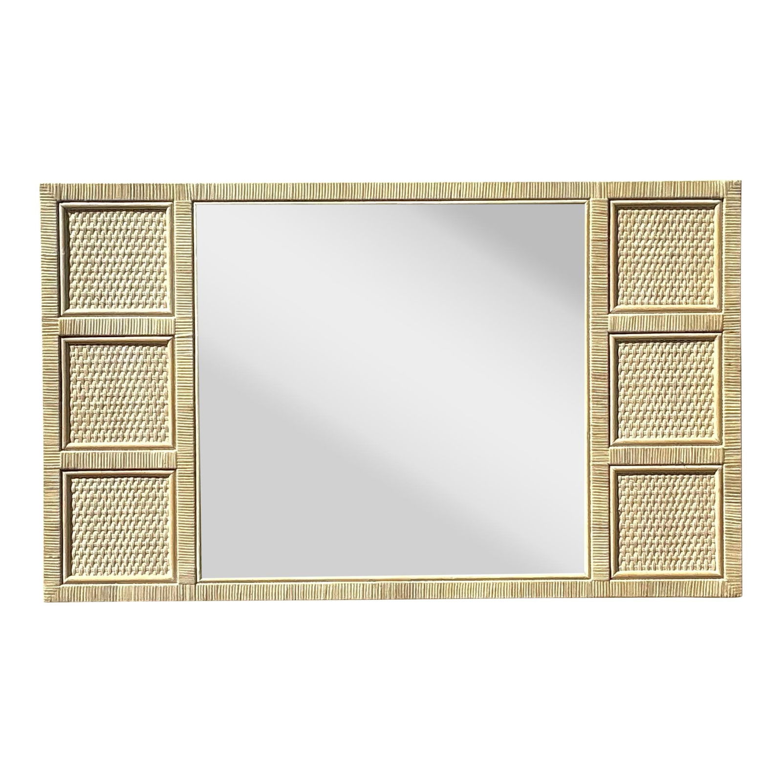 Vintage Coastal Rattan Mirror 60x36 Beach-Inspired Decor (1 of 9)