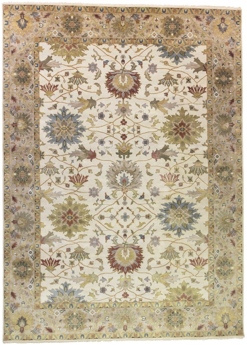 Large Hand-Knotted Osh Chobi Peshawar Floral Rug 10x14 ft Wool: Large Hand-Knotted Osh Chobi Peshawar Floral Rug 10x14 ft Wool Transform your space with this stunning 10'0" x 13'11" Osh Chobi Peshawar Oriental Rug, showcasing a beautiful vintage floral design. Han