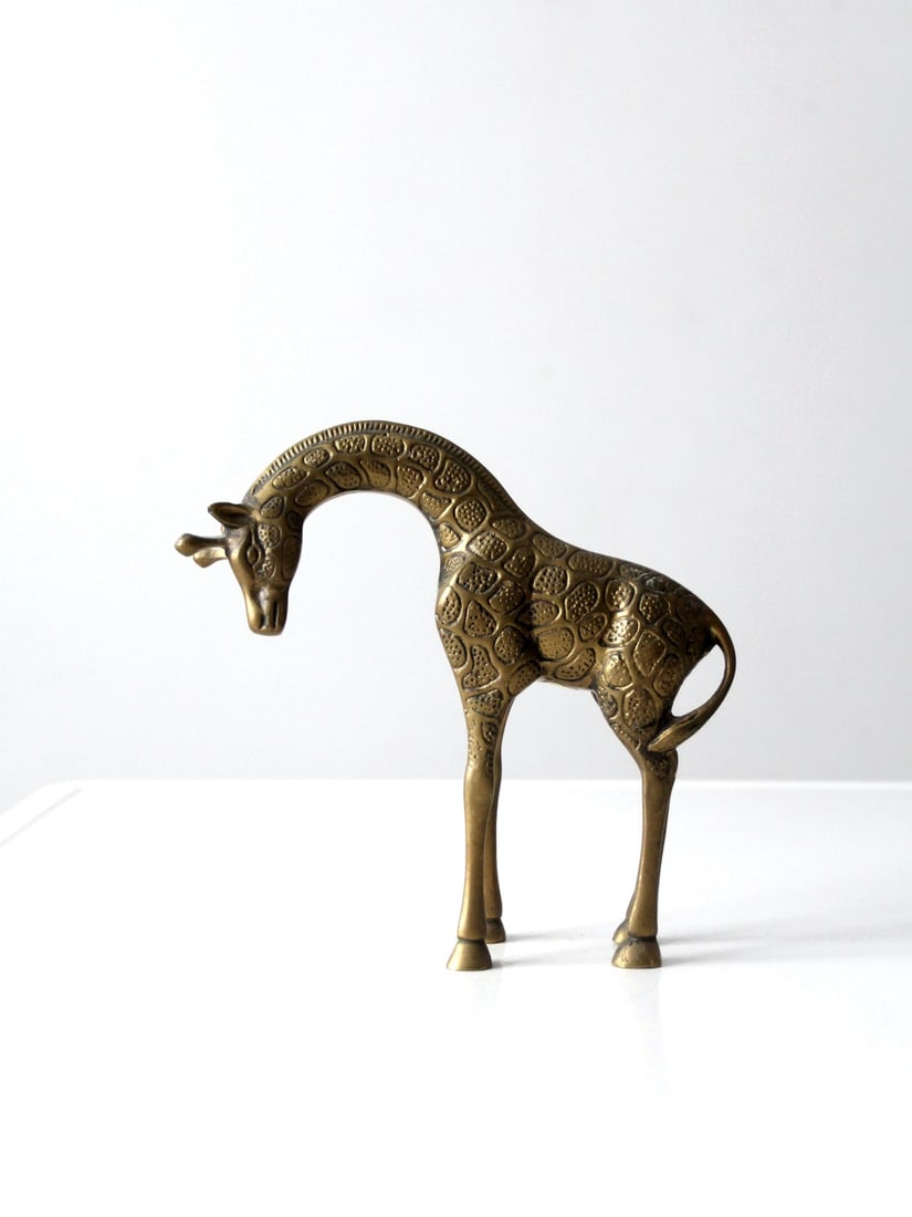 Elegant Mid-Century Solid Brass Giraffe Figurine 8.5 inches (1 of 11)