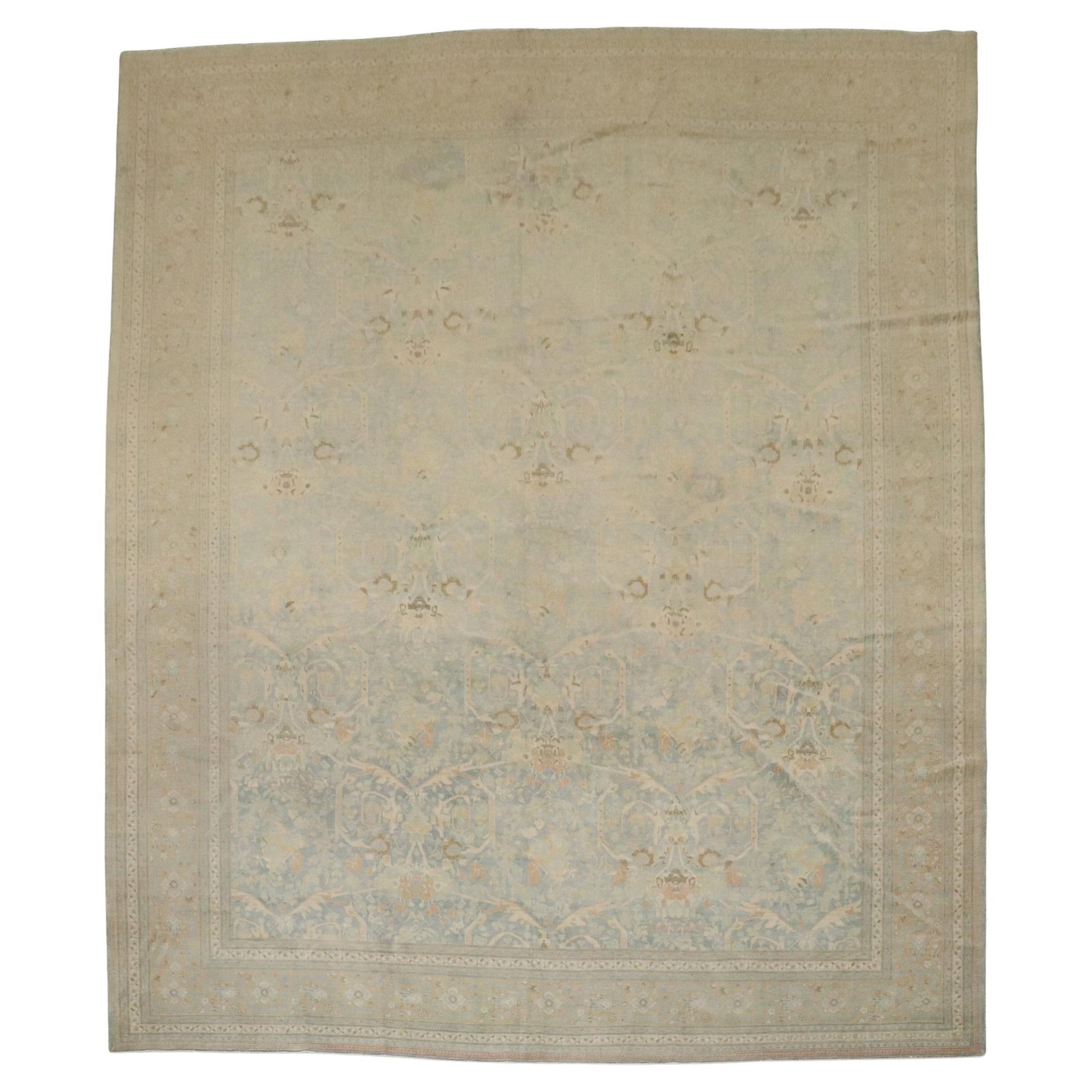 Antique Persian Tabriz Rug Hand-Woven Wool 11'3 x 14'10: Antique Persian Tabriz Rug Hand-Woven Wool 11'3 x 14'10 Experience the elegance of this antique Persian Tabriz rug, meticulously hand-woven from high-quality wool. Originating from Iran in the early 2