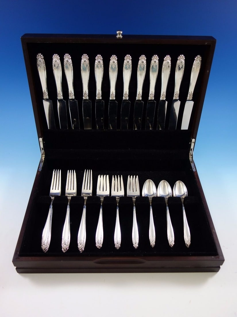 International Sterling Silver Prelude Flatware Set for 12 48 Pcs with Storage Chest: International Sterling Silver Prelude Flatware Set for 12 48 Pcs with Storage Chest This stunning Prelude flatware set by International Sterling Silver is expertly crafted to serve 12 people with a to