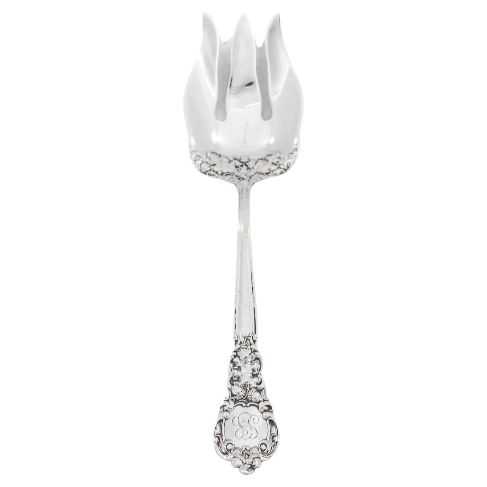 Gorham Sterling Silver Royal Oak Serving Fork Antique 1900-09: Gorham Sterling Silver Royal Oak Serving Fork Antique 1900-09 This exquisite serving fork is crafted from high-quality sterling silver and features the iconic "Royal Oak" pattern by Gorham Silversmith