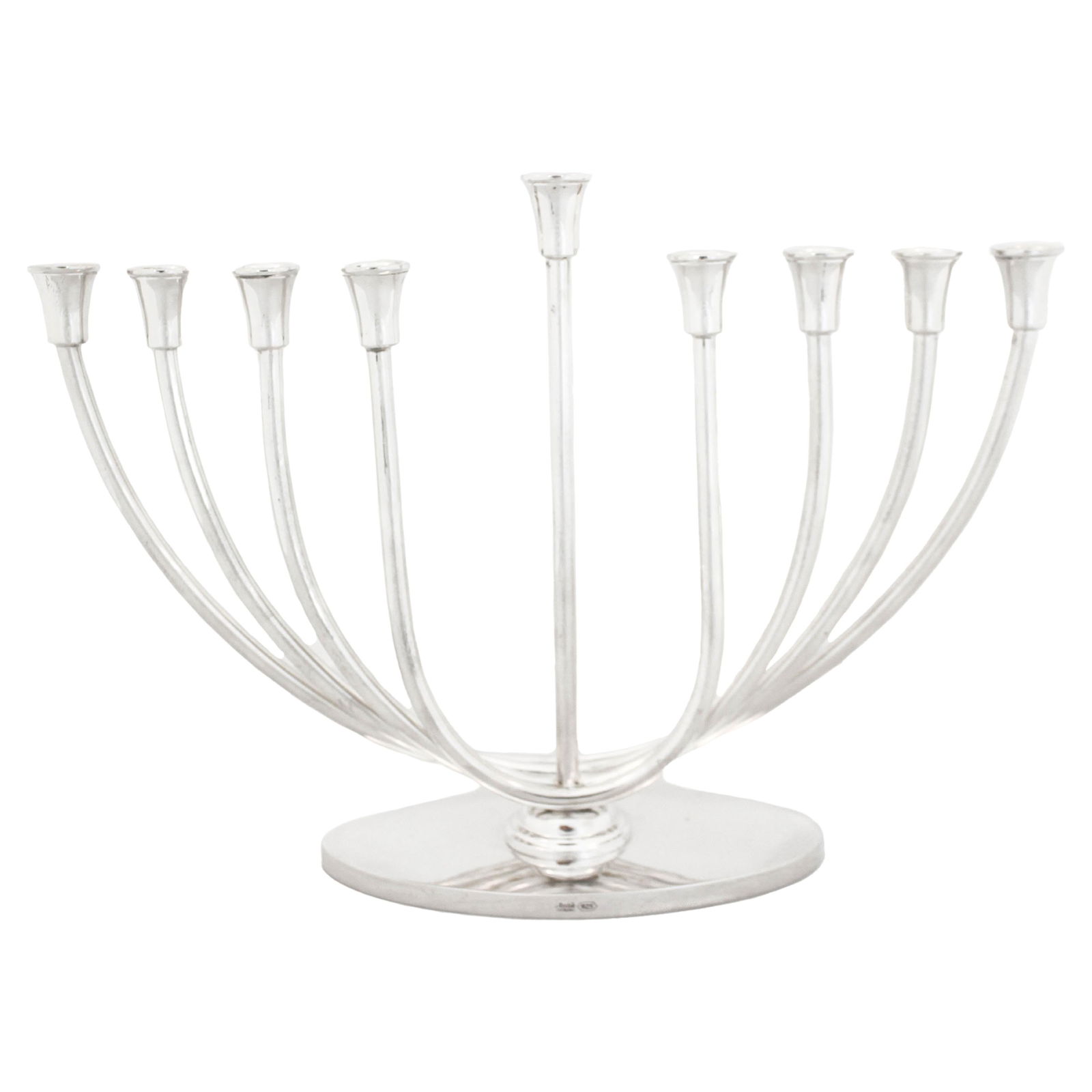 Modern Sterling Silver Menorah from Italy 11 in 2023: Modern Sterling Silver Menorah from Italy 11 in 2023 This exquisite sterling silver menorah offers a contemporary twist on a traditional symbol. With its unique low-profile design and oval-shaped pede