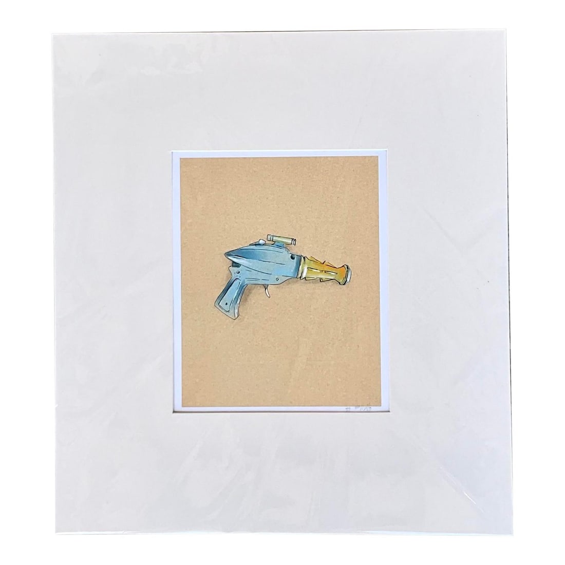 Contemporary Hand Signed Space Age Water Pistol Print 18 x 20: Contemporary Hand Signed Space Age Water Pistol Print 18 x 20 This unique hand-signed original print features a contemporary design of a space age water pistol, perfect for adding a touch of futurism