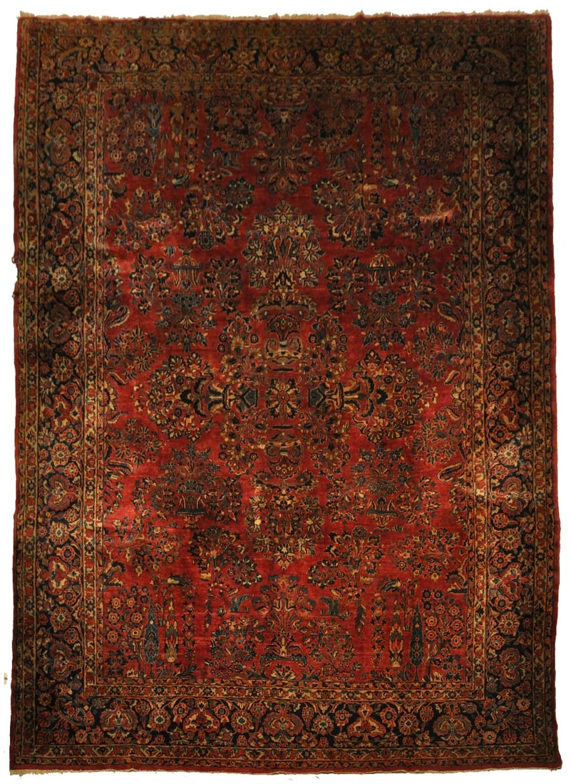 10'3 x 15' Antique Persian Sarouk Rug Handcrafted Wool Vintage Charm: 10'3 x 15' Antique Persian Sarouk Rug Handcrafted Wool Vintage Charm Free continental US Shipping Elevate your space with the exquisite 10'3" x 15' Antique Traditional Persian Sarouk Rug, a timeless m