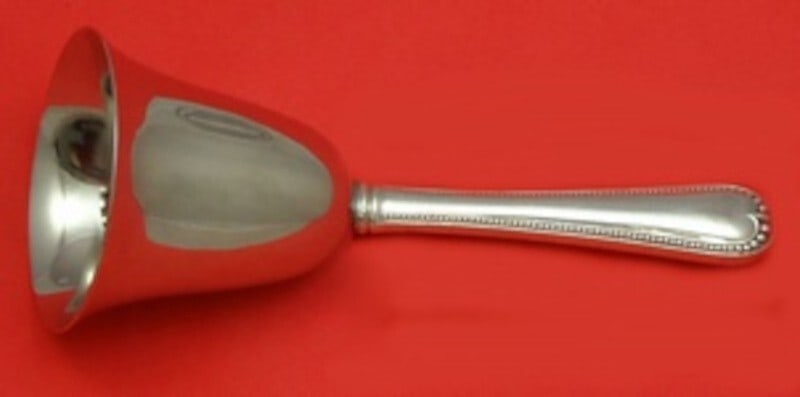 Gorham Newcastle Sterling Silver Dinner Bell Custom 7 Inch: Gorham Newcastle Sterling Silver Dinner Bell Custom 7 Inch This exquisite dinner bell is part of the Newcastle pattern by Gorham, crafted from high-quality sterling silver. Featuring a custom-made hol