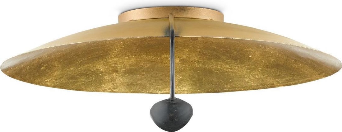 Currey Pinders Flush Mount Light Gold Black Transitional Style 27.75": Currey Pinders Flush Mount Light Gold Black Transitional Style 27.75" Illuminate your space with the Elegant Pinders Flush Mount, combining a contemporary gold leaf finish with striking French black a