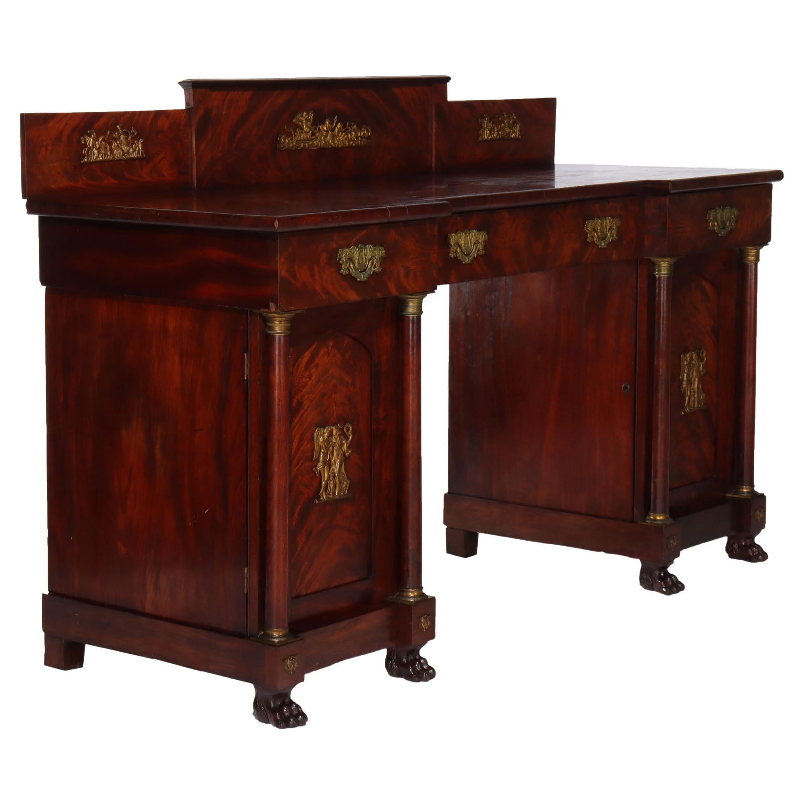 Antique Boston Period Mahogany Double Pedestal Sideboard c1820 with Ormolu Mounts (1 of 18)