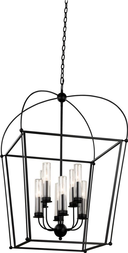 Kalco Sutter 24 Inch Black Farmhouse Outdoor Pendant Light: Kalco Sutter 24 Inch Black Farmhouse Outdoor Pendant Light Illuminate your space with this stunning 24-inch farmhouse style pendant light, designed to bring a touch of rustic charm to any outdoor sett