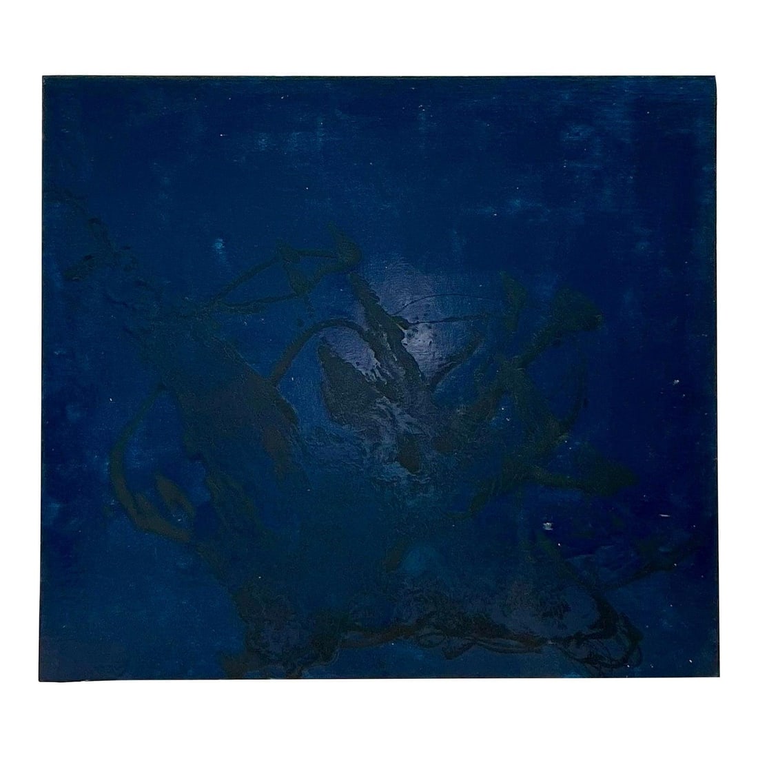 Original Vintage Abstract Oil Painting on Board 48x43 Navy Blue: Original Vintage Abstract Oil Painting on Board 48x43 Navy Blue Elevate your space with this striking vintage abstract oil painting on board. This original artwork showcases a deep, immersive color fi
