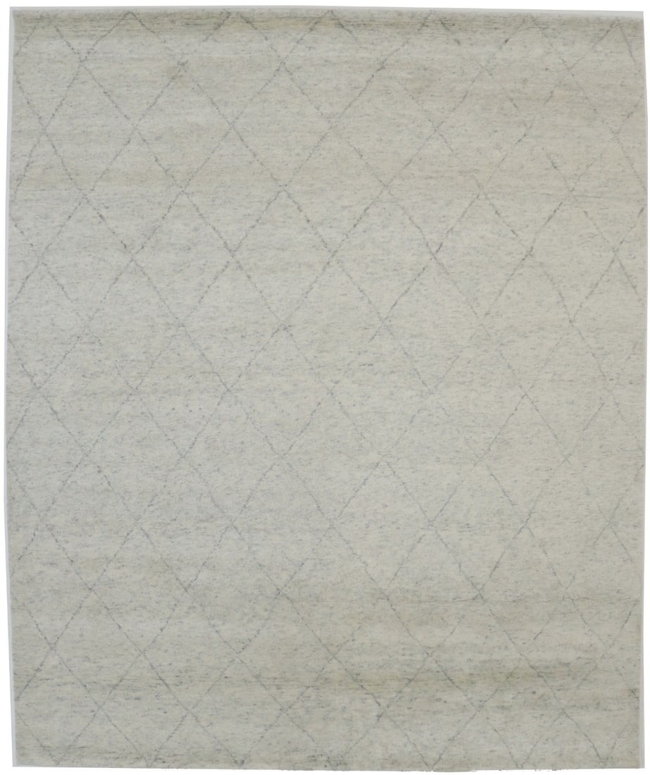 Handmade Moroccan Geometric Wool Area Rug 8'3 x 9'11 Modern Design: Handmade Moroccan Geometric Wool Area Rug 8'3 x 9'11 Modern Design Enhance your living space with this exquisite handmade Moroccan style oriental rug, featuring a contemporary geometric tribal design.