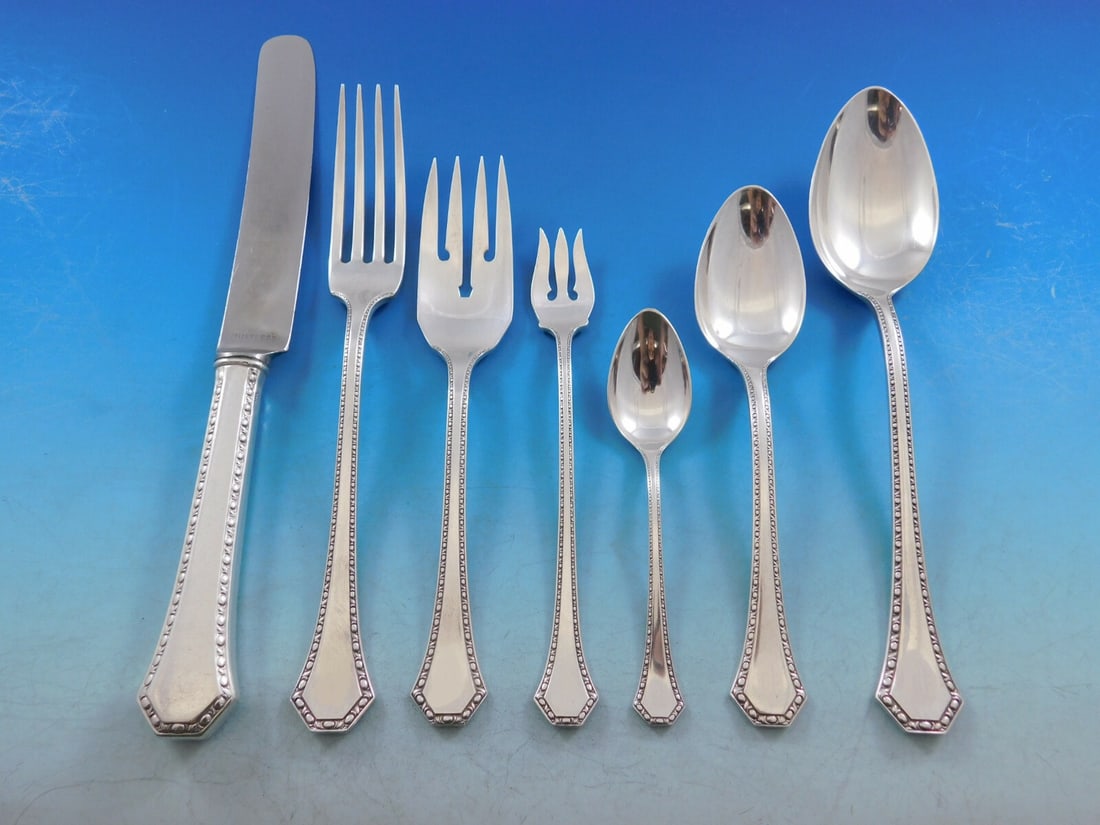 Reed & Barton Copley Sterling Silver Flatware Set 89 Pieces with Storage Chest: Reed & Barton Copley Sterling Silver Flatware Set 89 Pieces with Storage Chest Presenting the exquisite Copley Sterling Silver Flatware Set by Reed & Barton, featuring a complete collection of 89 piec