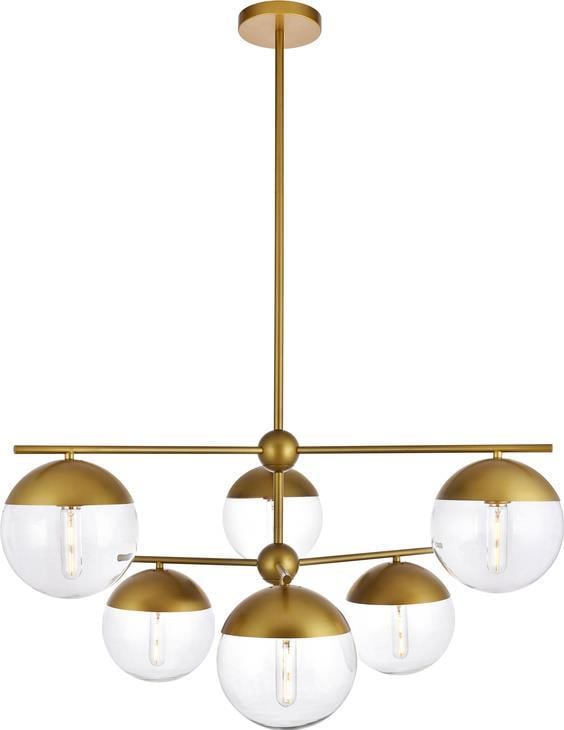 Eclipse Pendant Light by Elegant Lighting Brass Clear Finish: Eclipse Pendant Light by Elegant Lighting Brass Clear Finish Illuminate your space with the stunning Eclipse Pendant Light, designed in a sophisticated transitional style. This pendant light features