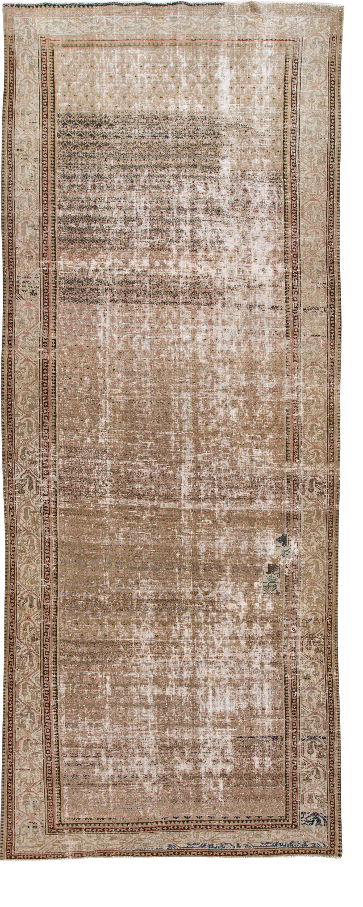 Vintage Malayer Hand-Knotted Wool Runner 6'5 x 16'7 Geometric Design: Vintage Malayer Hand-Knotted Wool Runner 6'5 x 16'7 Geometric Design This exquisite vintage Malayer runner showcases a beautifully hand-knotted wool construction with a rich brown field. The rug featu