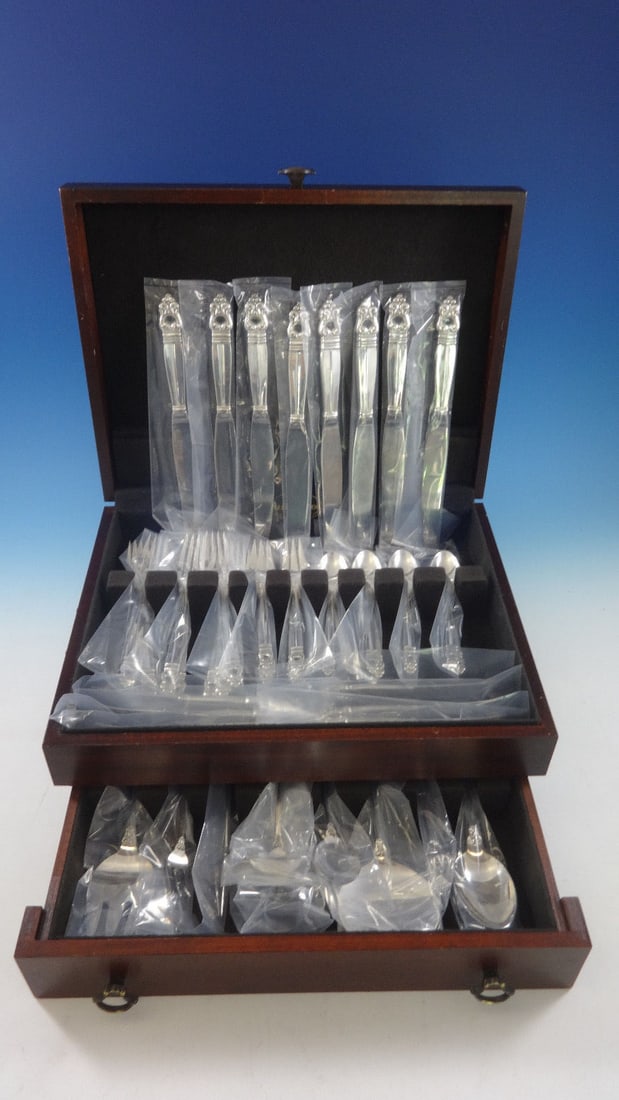 International Silver Royal Danish Sterling Flatware Set 50 Pcs for 8: International Silver Royal Danish Sterling Flatware Set 50 Pcs for 8 Elevate your dining experience with the Royal Danish by International Sterling Silver Dinner Flatware Set, featuring 50 exquisite p