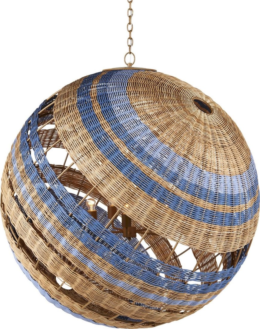 Currey Senjyo Tilted Orb Chandelier Contemporary Design Blue Bonnet Finish: Currey Senjyo Tilted Orb Chandelier Contemporary Design Blue Bonnet Finish Elevate your space with Hiroshi Koshitaka's stunning chandelier design, a perfect fusion of contemporary style and ambient li