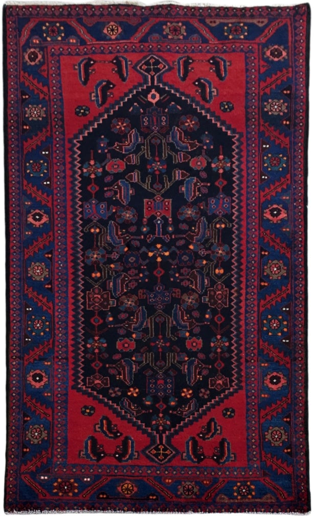 Handcrafted 3'7 x 5'5 Blue Persian Hamadan Area Rug: Handcrafted 3'7 x 5'5 Blue Persian Hamadan Area Rug Free continental US Shipping Discover the beauty of this exquisite Blue Persian Hamadan Rug, meticulously handcrafted by skilled artisans in Hamadan