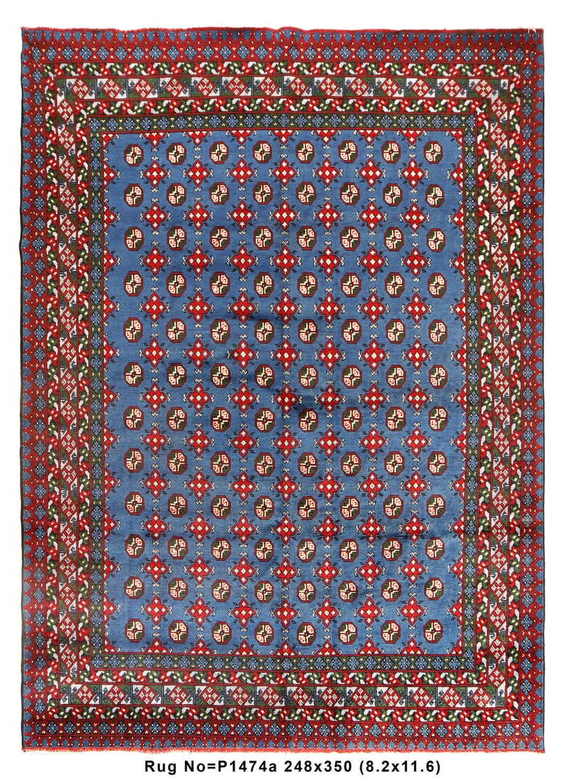 8.2 x 11.6 Authentic Turkman Bokara Hand-Knotted Wool Rug: 8.2 x 11.6 Authentic Turkman Bokara Hand-Knotted Wool Rug Free continental US Shipping Introducing a stunning 8.2 x 11.6 Akhcha Pattern Hand-Knotted Area Rug, a beautiful representation of traditional