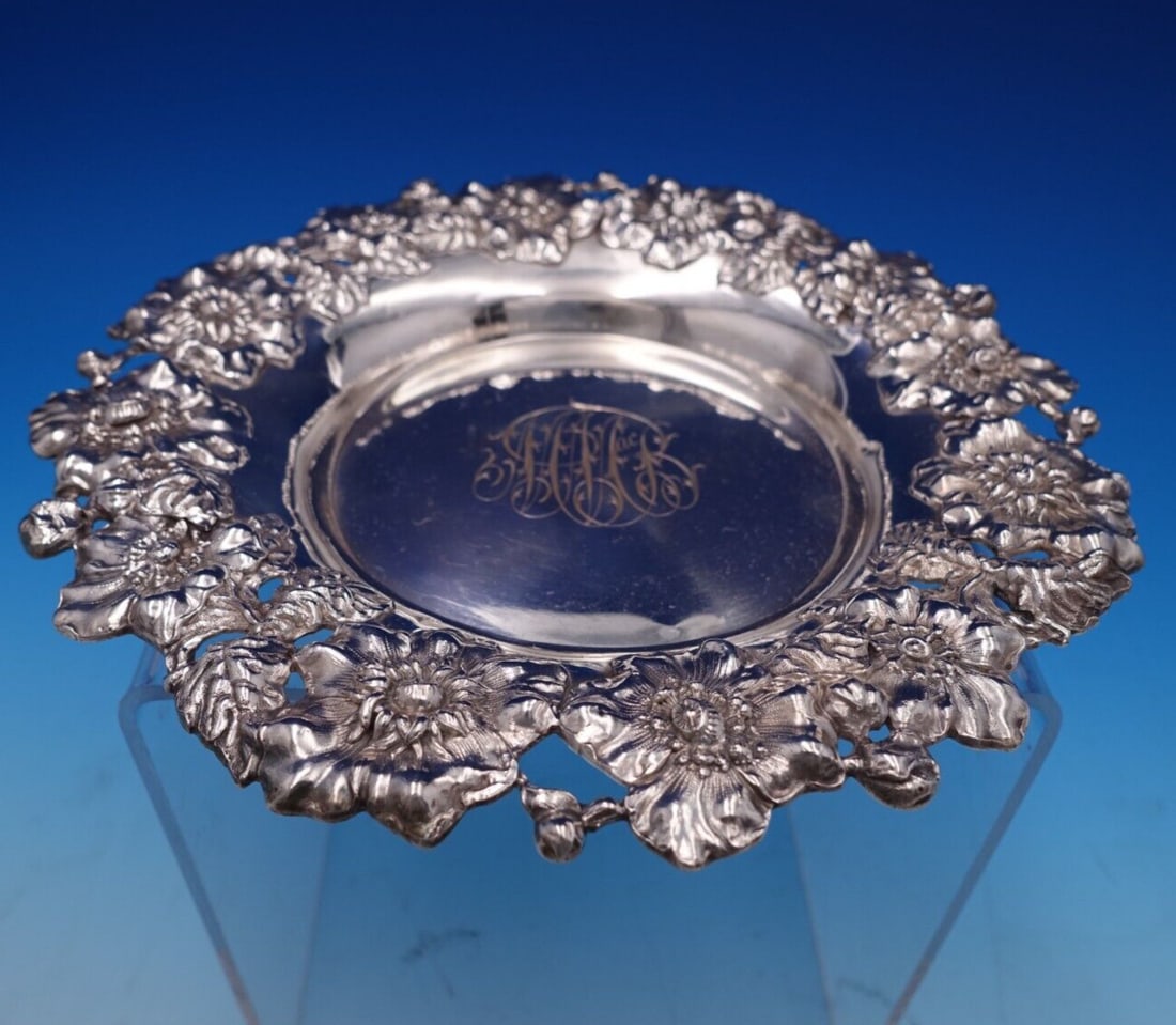 Hamilton & Diesinger Sterling Silver 7.5" Wine Coaster with Monogram: Hamilton & Diesinger Sterling Silver 7.5" Wine Coaster with Monogram This exquisite Hamilton & Diesinger champagne or wine coaster is crafted from sterling silver (.925) and features a lovely monogram