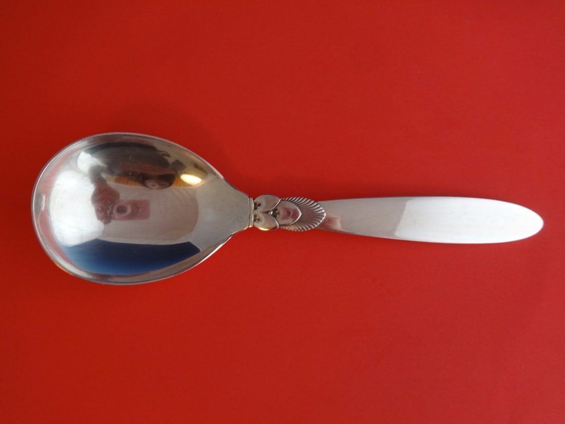 Georg Jensen Cactus Sterling Silver Salad Serving Spoon 8 7/8 Vintage: Georg Jensen Cactus Sterling Silver Salad Serving Spoon 8 7/8 Vintage This elegant salad serving spoon is a vintage piece from Georg Jensen, crafted in sterling silver. Measuring 8 7/8" in length, it