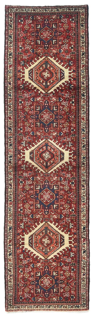 Vintage Tribal Geometric Wool Runner Rug 2'8 x 9'6 Handmade: Vintage Tribal Geometric Wool Runner Rug 2'8 x 9'6 Handmade Enhance your space with this Vintage Farmhouse Runner Rug, a stunning piece that combines traditional craftsmanship with modern functionalit