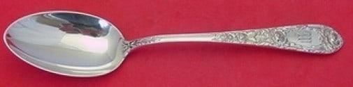 Kirk Sterling Silver Serving Spoon Rose Pattern 8 3/8 in: Kirk Sterling Silver Serving Spoon Rose Pattern 8 3/8 in This exquisite serving spoon features the elegant Rose pattern by Kirk, crafted from high-quality sterling silver. Measuring 8 3/8 inches, this