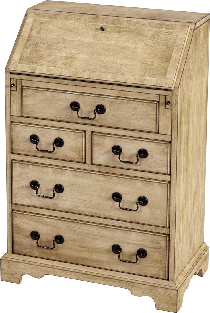 Butler Danforth Antique Style Secretary Desk Cherry Veneer: Butler Danforth Antique Style Secretary Desk Cherry Veneer Introducing the Butler Specialty Danforth Secretary Desk, a beautifully crafted piece designed to enhance your workspace with its antique or